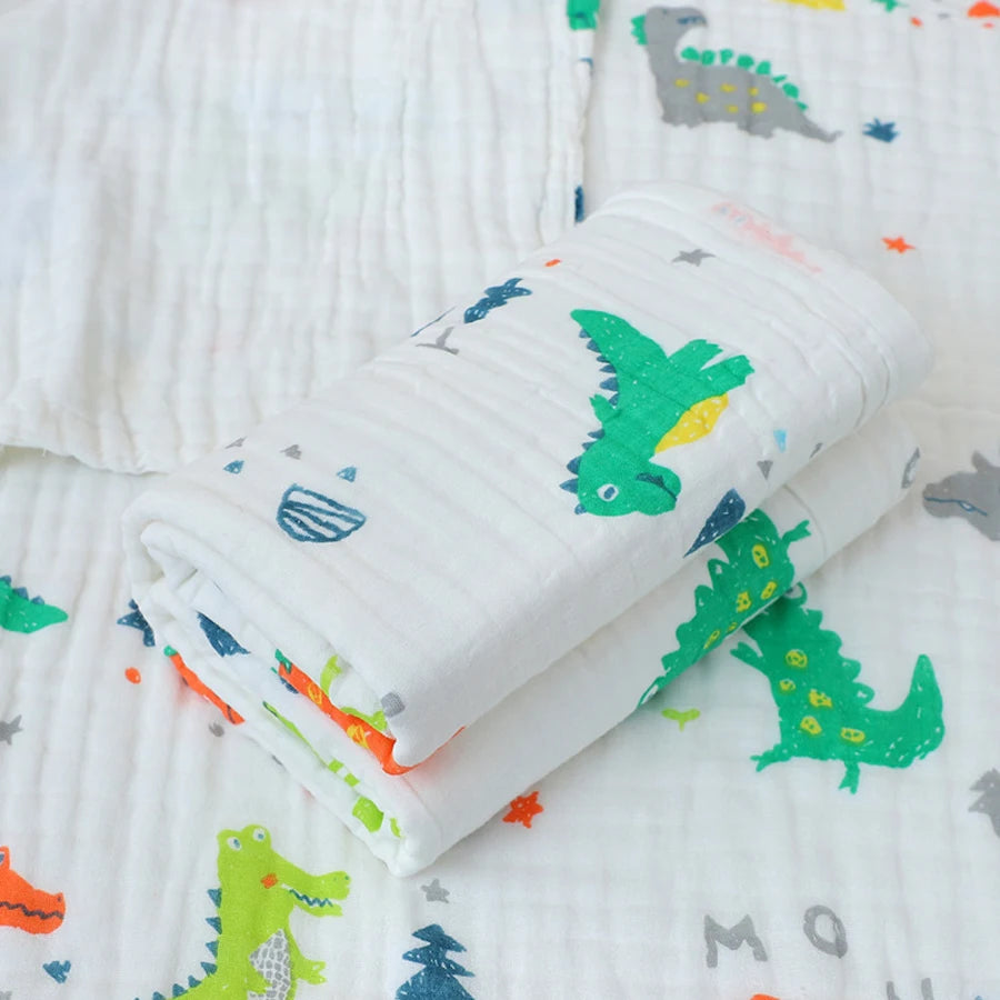 Baby Bath Towel Newborn Bathrobe Cotton Swaddle Blanket for Boy Girl 4-Layer Gauze Infant Washcloth Children's Blanket