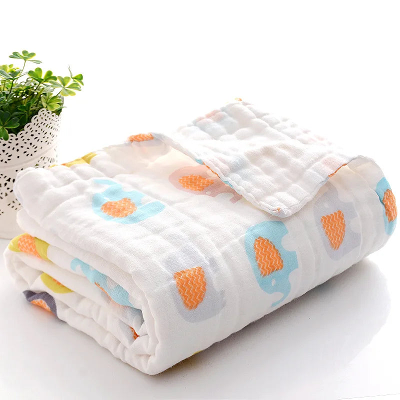 Baby Bath Towel Newborn Bathrobe Cotton Swaddle Blanket for Boy Girl 4-Layer Gauze Infant Washcloth Children's Blanket