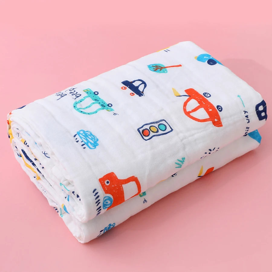 Baby Bath Towel Newborn Bathrobe Cotton Swaddle Blanket for Boy Girl 4-Layer Gauze Infant Washcloth Children's Blanket